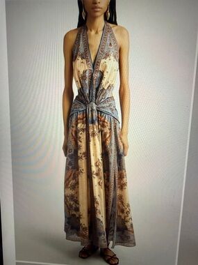 chinese dress ladies Zimmermann Crush Ruffle Halter Maxi Dress